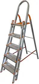 Escada Aluminio, Altura Aberta159cm, Escada de Alumínio com 5 Degrau Duplos Residencial
