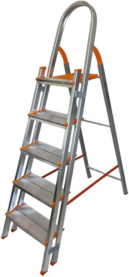 Escada Aluminio, Altura Aberta159cm, Escada de Alumínio com 5 Degrau Duplos Residencial