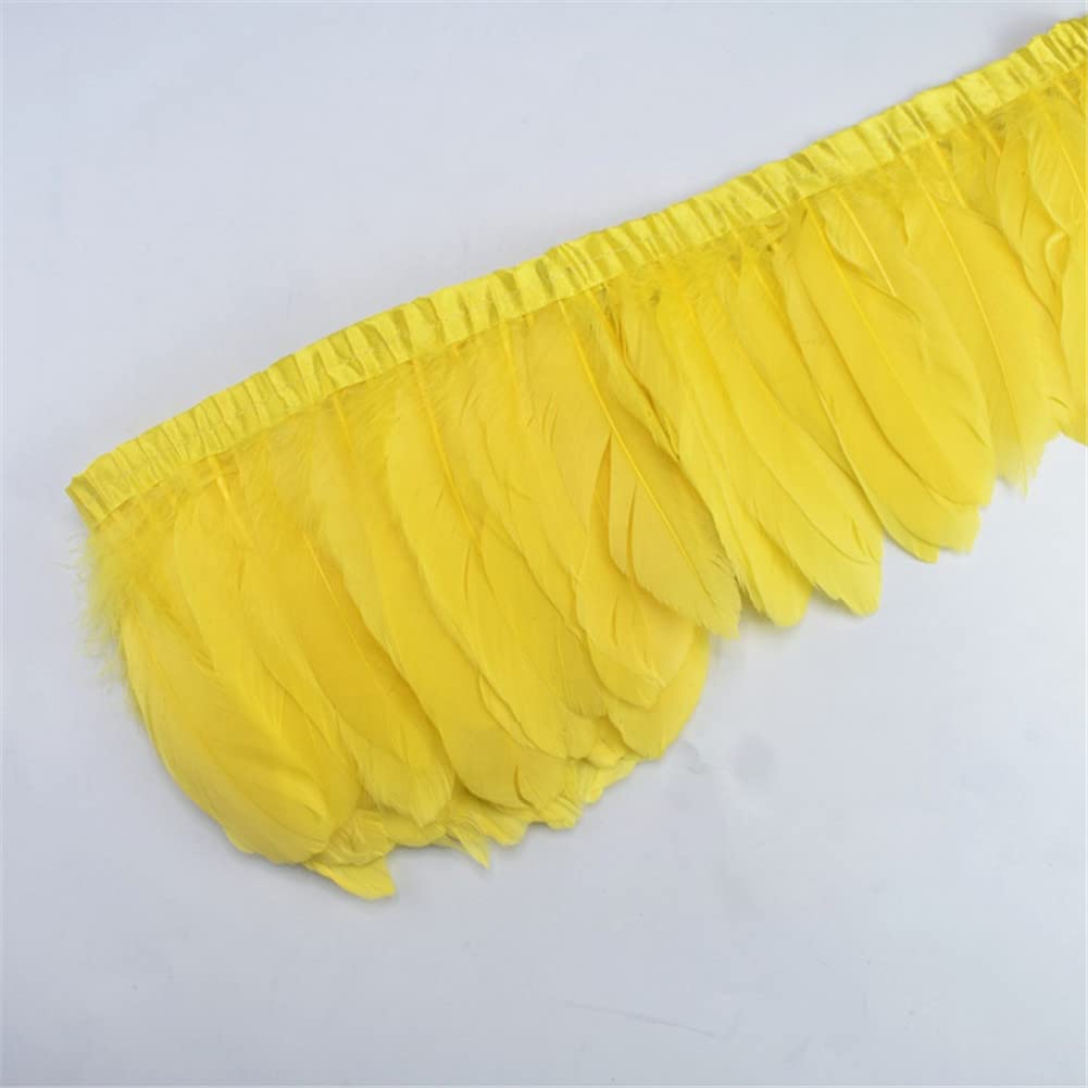 2 Meter/Lot Goose Feather Trims Geese Feather Fringes Ribbons Dress Belt Decoration Wedding Decoration Yellow