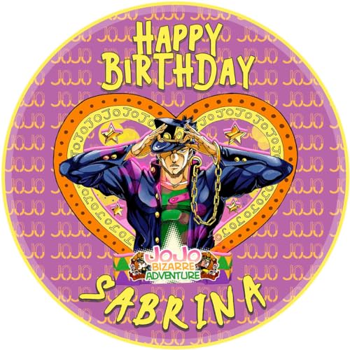 7.5 Inch Edible Cake Topper – Bizarre Jojo Kids Fun Themed Birthday Party Collection of Edible Cake Decorations round