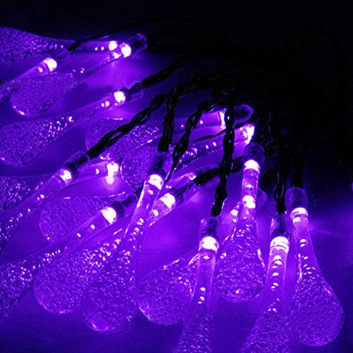 Solar Fairy String Lights, Morbuy Outdoor Waterproof 8 Modes Lights Beautiful 6m/ 30LED Water Droplets Lights for Home Decoration Christmas Ambiance Lighting Wedding Party Decoration (Purple)