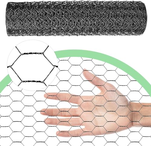 Image of Chicken Wire 16.9 in x 237 in Poultry Wire Netting Hexagonal Galvanized Mesh Garden Fence Barrier for Pet Rabbit Chicken Fencing(PVC-Coated)