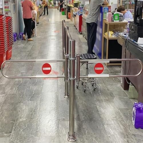 Miniatura 5 de Juannest Supermercado Cajero Puerta Unidireccional, Puertas De Seguridad Acceso Metálica, Biblioteca Barrera Resorte Entrada Automático Para Comerciales Compras Almacenes Centros Silver Clear
