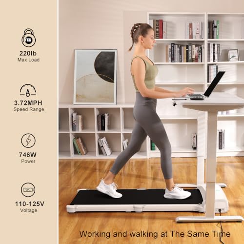 WalkingPad C1 Foldable Treadmill Walking Pad Smart Jogging Exercise Fitness Equipment, Free Installation Low Noise Footstep Induction Speed Control,Folding Under Desk 0.5-3.72mile/Hour (White)