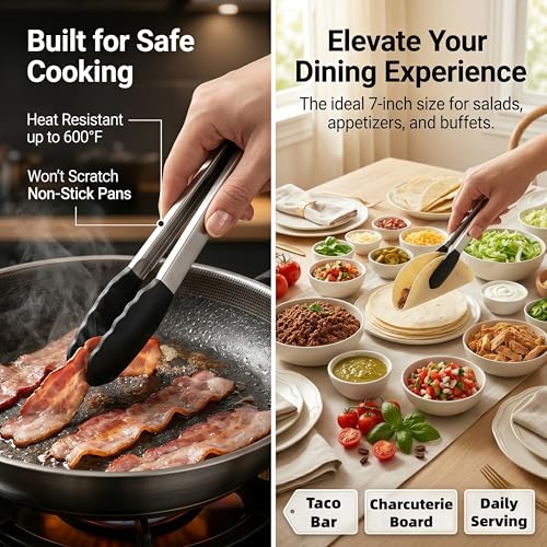 Pinzas de parrilla mini con puntas de silicona, set de 3 unidades, 7 pulgadas miniatura 2