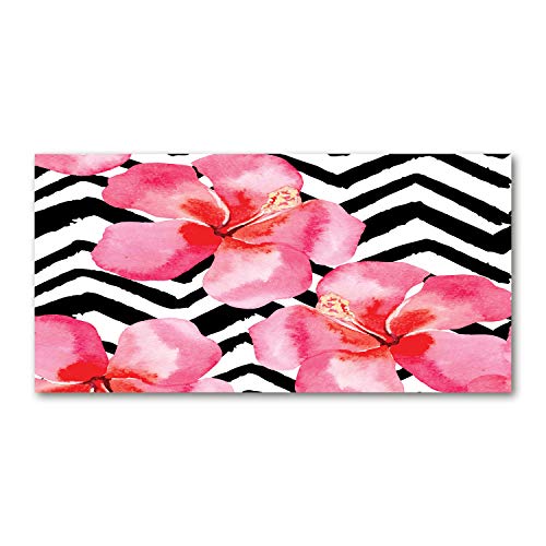 Crédence de cuisine en verre trempé 120x60 splashback rose motif fleurs hawaïennes Tulup