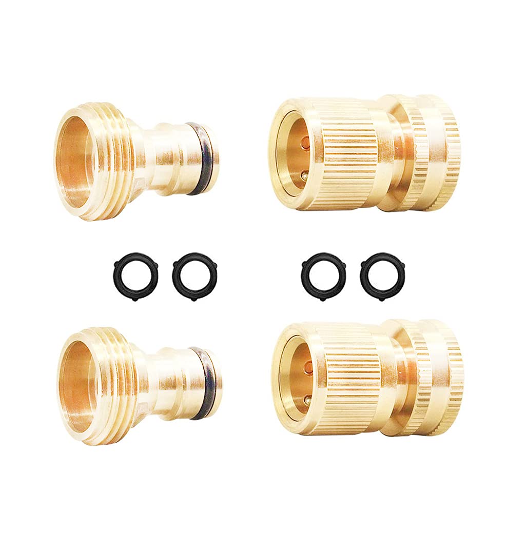 Connettori Per Rubinetto In Ottone 3/4” – 2 Pezzi Con Rondelle, Adattatori Femmina Filettati Ad Attacco Rapido Per Giardino - 3