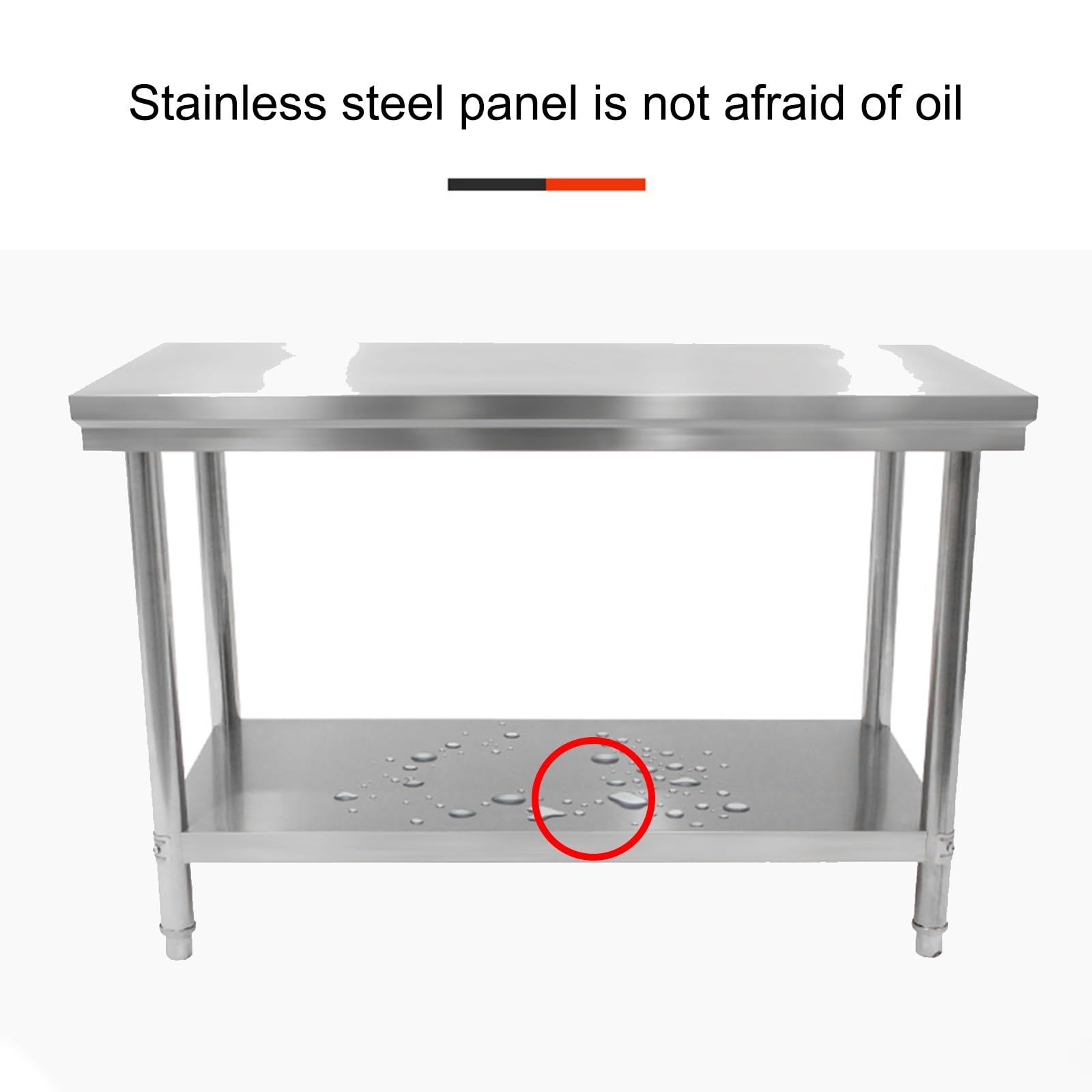 Mesa de trabajo de acero inoxidable con patas ajustables para garaje, hogar, almacén y cocina