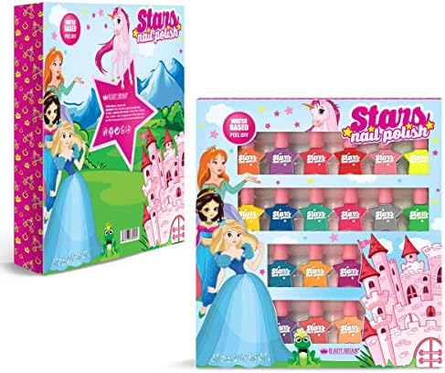 Princess Stars Water Based Nail Polish Peel set 18 Bottles Multicolor