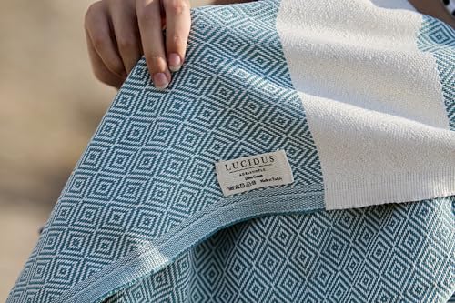 LUCIDUS XXL Hamamtuch 100x200cm - Premium Strandtuch 100% Türkische Baumwolle - Schnelltrocknend & Sandfrei - Extra Großes Saunatuch & Picknickdecke - Leicht für Reise & Yoga (Kiefergrün Diamant)
