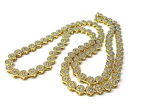 JOTW Goldtone Iced Out 33 Inch Sunflower Cluster Chain Necklace [Jewelry] (N-492 (FBM))