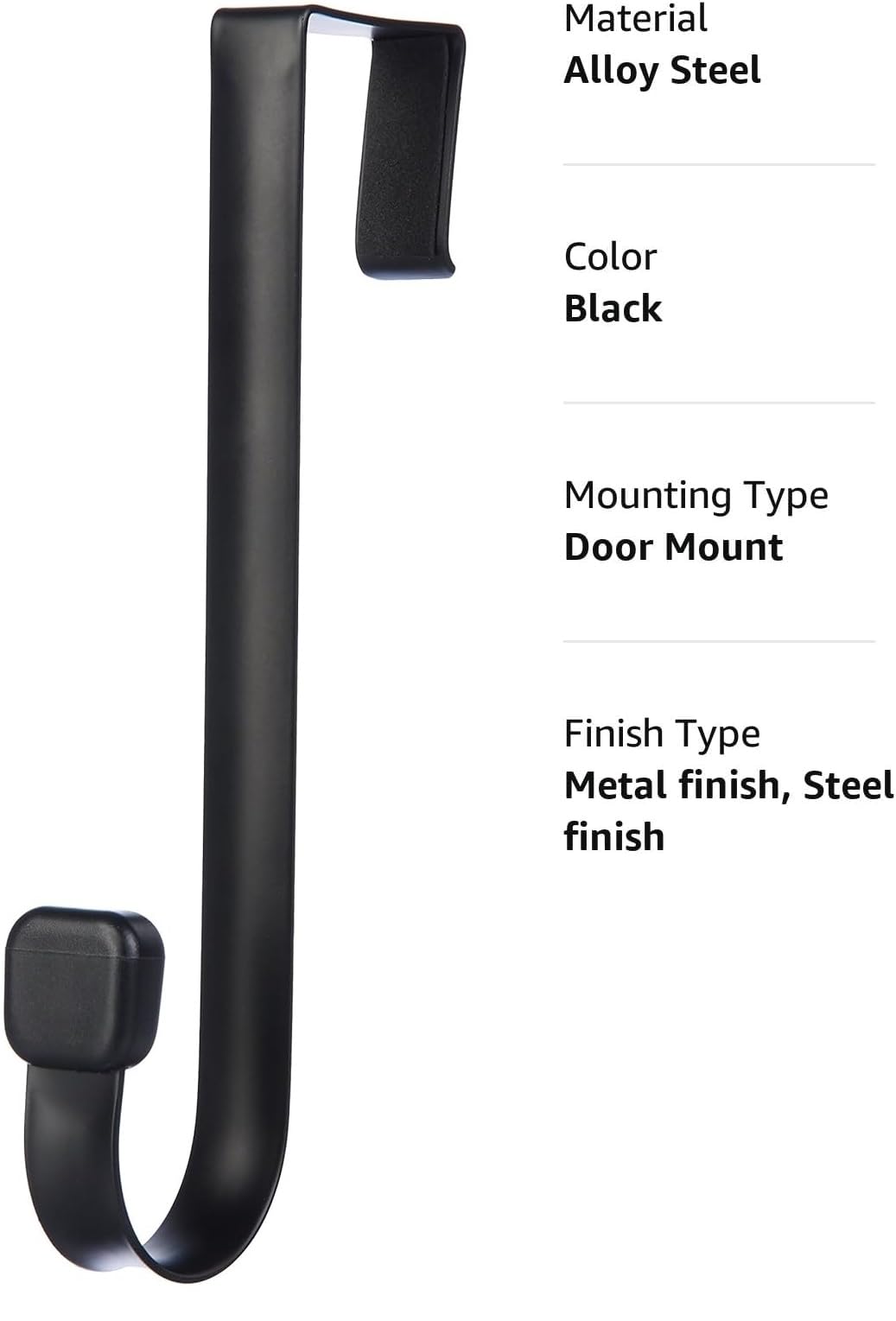 Konquer TimeS Heavy Duty Carbon Steel Over The Door Hook Hanger/No Drilling Required with Rubber Grip - Pack of 2 — Amazon image 3