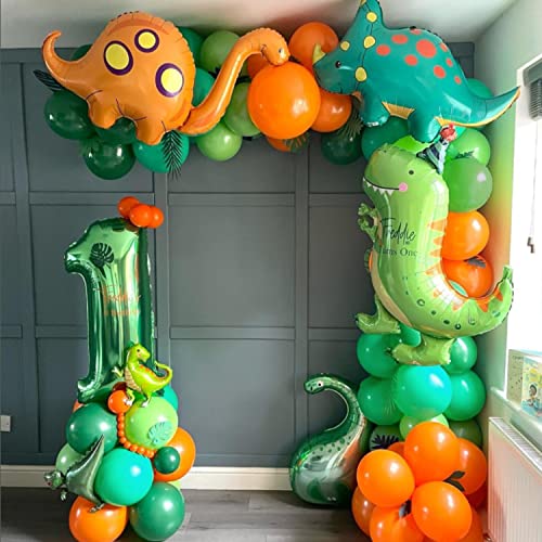 164 Pcs Dinosaur Balloons Garland Green Orange Brown Balloons Arch Kit For Kids Dinosaur Themed Party Decorations Jungle Safari Birthday Party Supplies #TOP5
