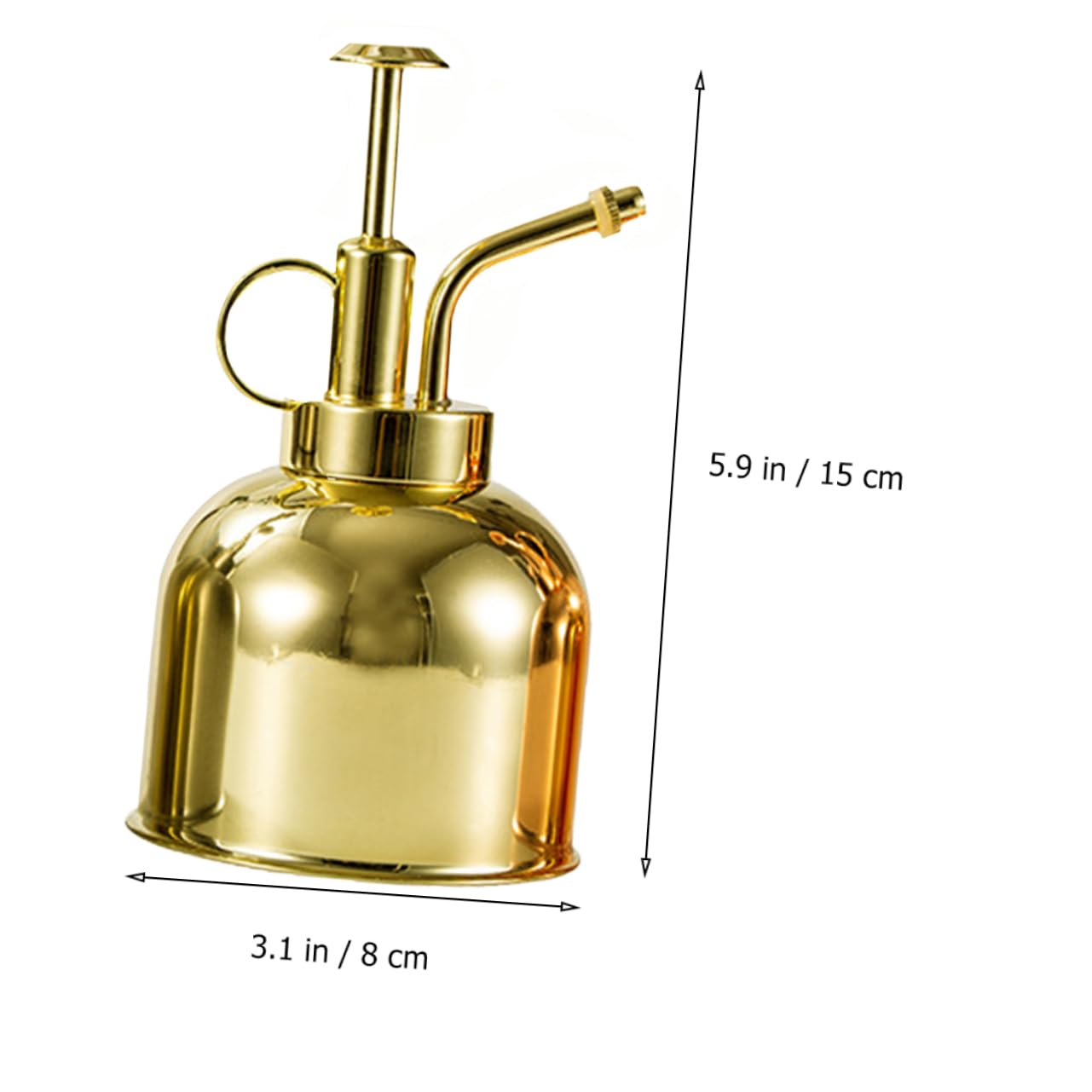 Regadera Vintage de 300ml con Bomba, Acero Inoxidable Dorado | Riego Preciso para Flores y Suculentas, Boquilla Pequeña, Uso en Cocina y Jardinería, 1 Pieza