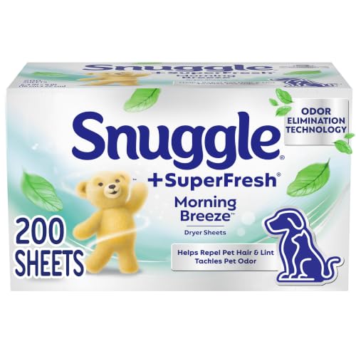 Snuggle SuperFresh Fabric Softener Dryer Sheets, 200 Count, Morning Breeze, Long-Lasting Fresh...
