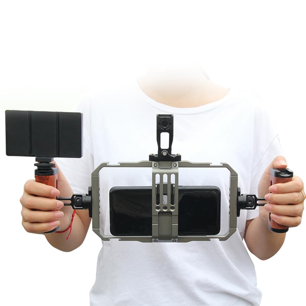 Soporte de video para smartphone, jaula de conejo, para hacer películas, teléfono móvil, estabilizador de video, asa, trípode, de soporte