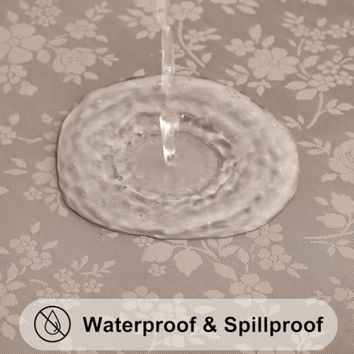 Image of Smiry Rectangle Table Cloth, Waterproof Heavy Duty Vinyl Tablecloths, Wipeable Washable Table Cover for Kitchen and Dining Room (Taupe, 60 inch X 102 inch)