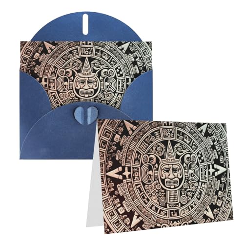 Tarjeta de felicitación en blanco de 10,2 x 15,2 cm con sobres, calendario maya, tarjetas de agradecimiento de fin del mundo, tarjetas de notas azules para todas las ocasiones para Navidad, vacaciones
