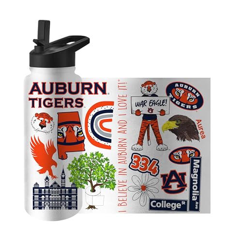 Image of Logo Brands NCAA Native 34 oz Quencher Water Bottle - | Local Icons Design | Double-Wall Insulated| Leak-Proof Lid & Built-In Straw