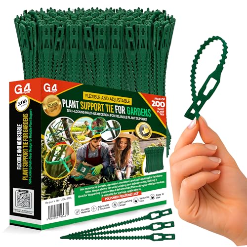 G4GADGET 200x 17cm Twist Plant Ties Strong & Flexible Garden Wire for Plants Vines Stems & Trees Reusable Support Ties for Indoor & Outdoor Gardening Green Plant Fastener Clips