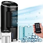 Klarstein Rafraichisseur d'Air Mobile 4 en 1, Refroidisseur d'Air par Evaporation, Mode Nuit, Humidificateur, Ventilateur, Climatiseur Mobile Sans Évacuation et Silencieux, 65W, Débit d'Air 330m³/h