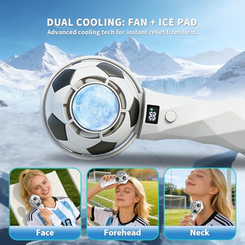 NAACOO World Cup Trophy Portable Handheld Fan,3000mAh USB-C Rechargeable Battery, 14000RPM Turbo Fan,Digital Display,High Speed Cooling Fan,Portable Fan for Soccer Fans,Camping,Outdoor,Travel,Vacation — view 4