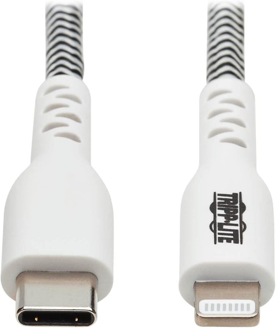 TRIPP LITE Apple MFI Certified Cable, Lightning to USB-C Sync Charge Cord, Heavy-Duty Aramid Fiber, 10 ft. (M102-010-HD)