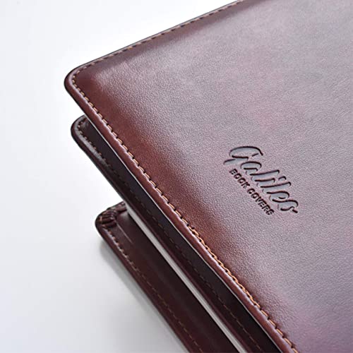 GALILEO® Double AA Big Book Cover & 12 Steps & 12 Traditions | Medallion Holder | AA Gift | Alcoholics Anonymous | PU Leather | AA Book Covers for Hardcover (Plain/Brown)