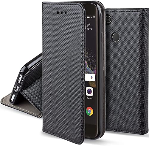 LFstore-IT Custodia a Libro Smart Magnet compatibile con HUAWEI P8 LITE 2017 - Cover Libretto Nero chiusura magnetica con porta carte