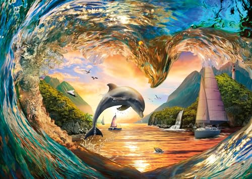 Ravensburger Puzzle 12001711 - Sprung in den Sonnenuntergang - Romantisches 1000 Teile Puzzle fĂĽr Erwachsene und Kinder ab 14 Jahren