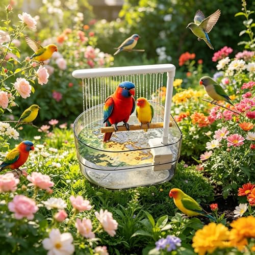 Bañera eléctrica para pájaros con bomba automática de agua corriente gris 4