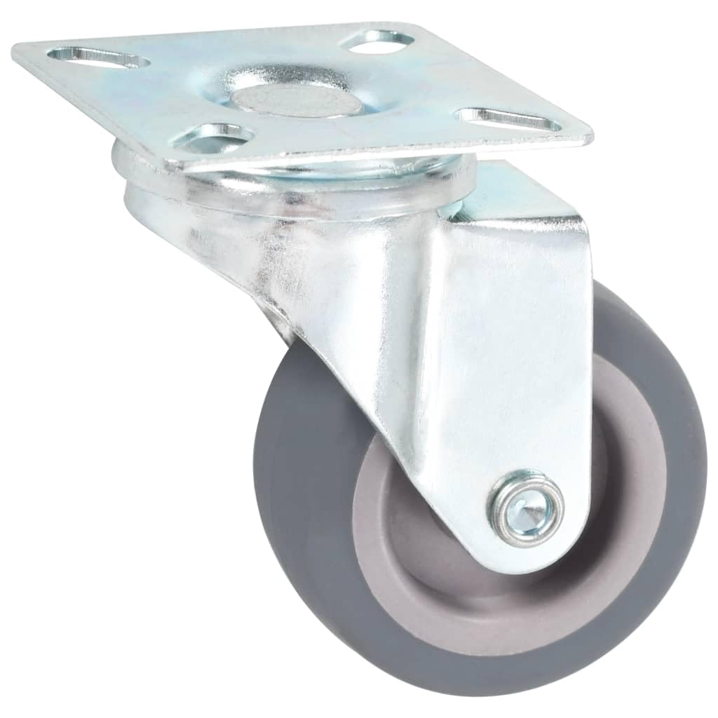 12 Stk. Lenkrollen 50 mm aus TPR und Eisen mit Zinkbeschichtung, graue Möbelrollen mit 35 kg Tragkraft je Rolle für Werkbank, Rollwagen, Lager, Werkstatt und Transport