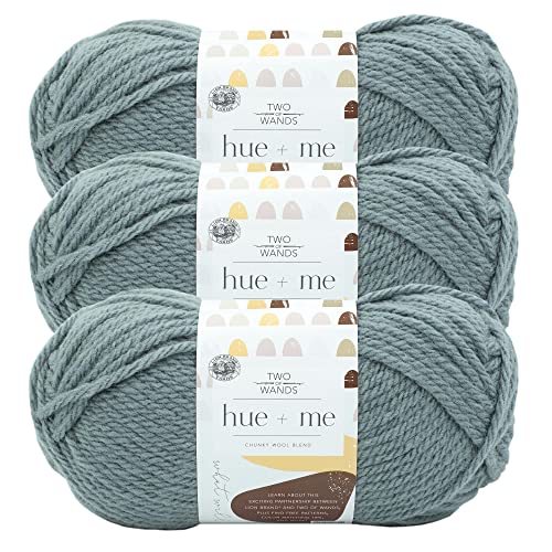 Image of Lion Brand Yarn, Hue + Me Chunky Yarn for Crocheting, Knitting, and Crafts, Harbor, 3 Pack