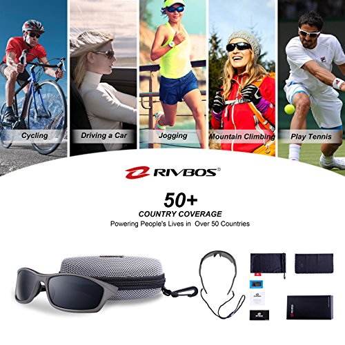 RIVBOS Sports Mens Sunglasses Polarized UV Protection TR90 Unbreakable Frame Driving Fishing Cycling RB833-grey Polarized Lens