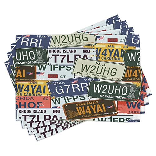 ABAKUHAUS Ancien Lot de Sets de Table en 4 pièces, Plate Voyage Vintage, Tissu Lavable pour Salle à Manger et Cuisine, 30 cm x 45 cm, Vert Jaune Bleu