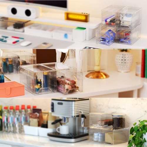 Organizer Storage Plastic Drawer for Desk: 2 Pcs Drawer Desktop Office Supplies, Desk Organizers, Dustproof Drawer Storage, Clear Desk Accessories - Image 7