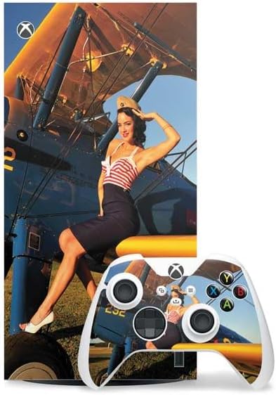 Skinit Decal Gaming Skin Compatible with Xbox Series X Digital Edition Bundle - Officially Licensed 1940s Pin-Up On Stearman Biplane Design