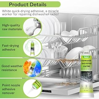 50ml Mastic Acrylique Blanc, Réparation du Panier de Lave-vaisselle, Revêtement de Réparation de Panier de Lave-vaisselle, pour Restauration du Lave-vaisselle et du Support en Vinyle