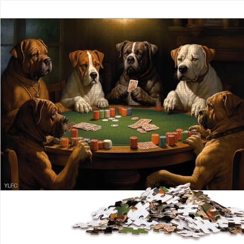 Puzzle für Erwachsene Hunde Spielen Poker 1000 Teile Holzpuzzle für Erwachsene und Kinder Geburtstagsgeschenk für Erwachsene Jungen Mädchen 1000 Teile (50 x 75 cm)