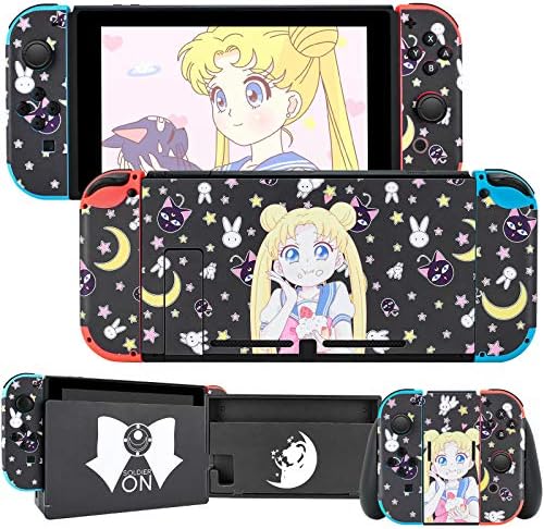 DLseego Compatible with Switch Skin Sticker,Cartoon Cute Fun Skins Full Set Faceplate Cover Decals for Kids Girl Women,Console & Joystick Controller & Dock Protection Kit for Switch-Purple