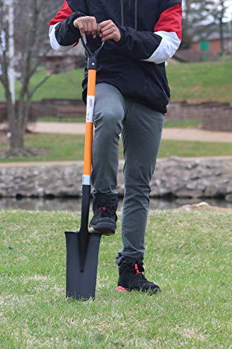 Ashman Drain Spade Shovel (1 Pack) - 48 Inches Long Handle Spade With D Handle Grip - Durable Handle With A Thick Metal Blade - Multipurpose Premium Quality Orange Shovel. #TOP3