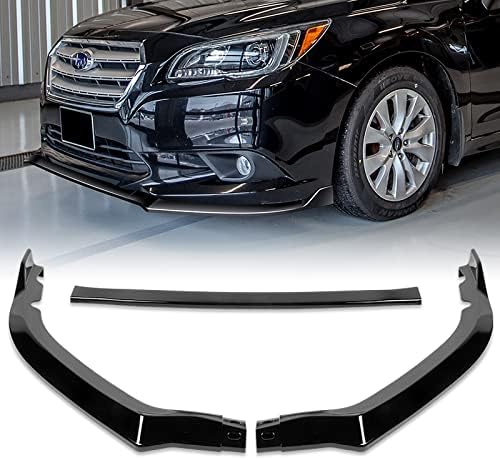 3PCS Front Bumper Lip Kit fit for compatible with 2015-2017 Subaru Legacy, STi-Style Splitter Trim Protection Spoiler, Air-Dam-Chin-Diffuser (Painted Black)