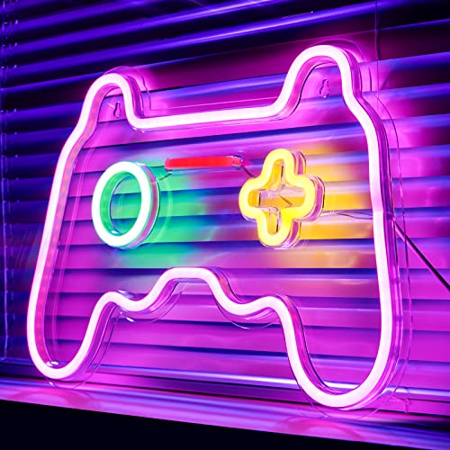 Gaming Neon Sign, Gamer Room Decor for Boys, LED Neon Lights Signs - Wall Decor for Bedroom Aesthetic, Video Game Room Accessories - Best Gamer Gifts for Kids (Pink)
