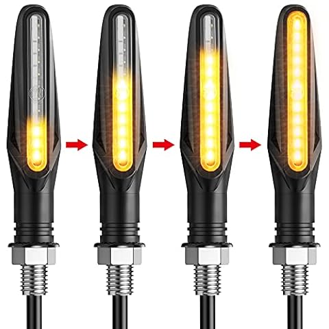 Justech 4PCS Motorcycle Indicators Flowing Flashing Motorbike Turning Indicators Waterproof 12V 12 LEDS Bulbs Universal Turn Signal Lights Cover