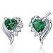 1.00 Carats Simulated Emerald Heart Shape Earrings Sterling Silver Rhodium Nickel Finish