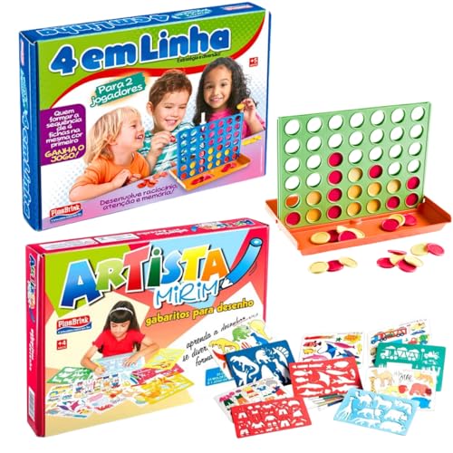 Kit Jogos Educativos Quatro em Linha Artista Mirim Brinquedo Criança Plasbrink