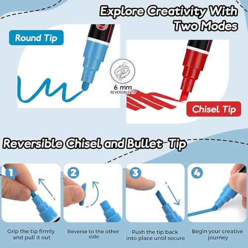 8 Pack Liquid Chalk Markers,Dry Erase Markers & Window Markers for Blackboards,Chalkboard Menu Board & Glass Car Window - Thumbnail 4