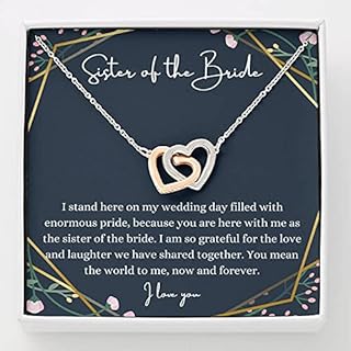Interlocking Hearts, Gift For Sister Of The Bride Wedding Gift From Bride To Sister On My Wedding Day Gift From Bride To Sister Of The Bride, Jewelry Necklace, Gift Necklace With Message Card HNH1918