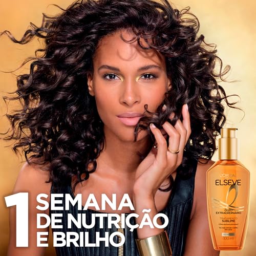 L'Oréal Paris Elseve Óleo Extraordinário Finalizador Capilar, Nutrição Profunda com 6 Óleos Preciosos, Anti-Frizz, Proteção Térmica até 230°C, Brilho Intenso para Todos os Tipos de Cabelo, 100ml