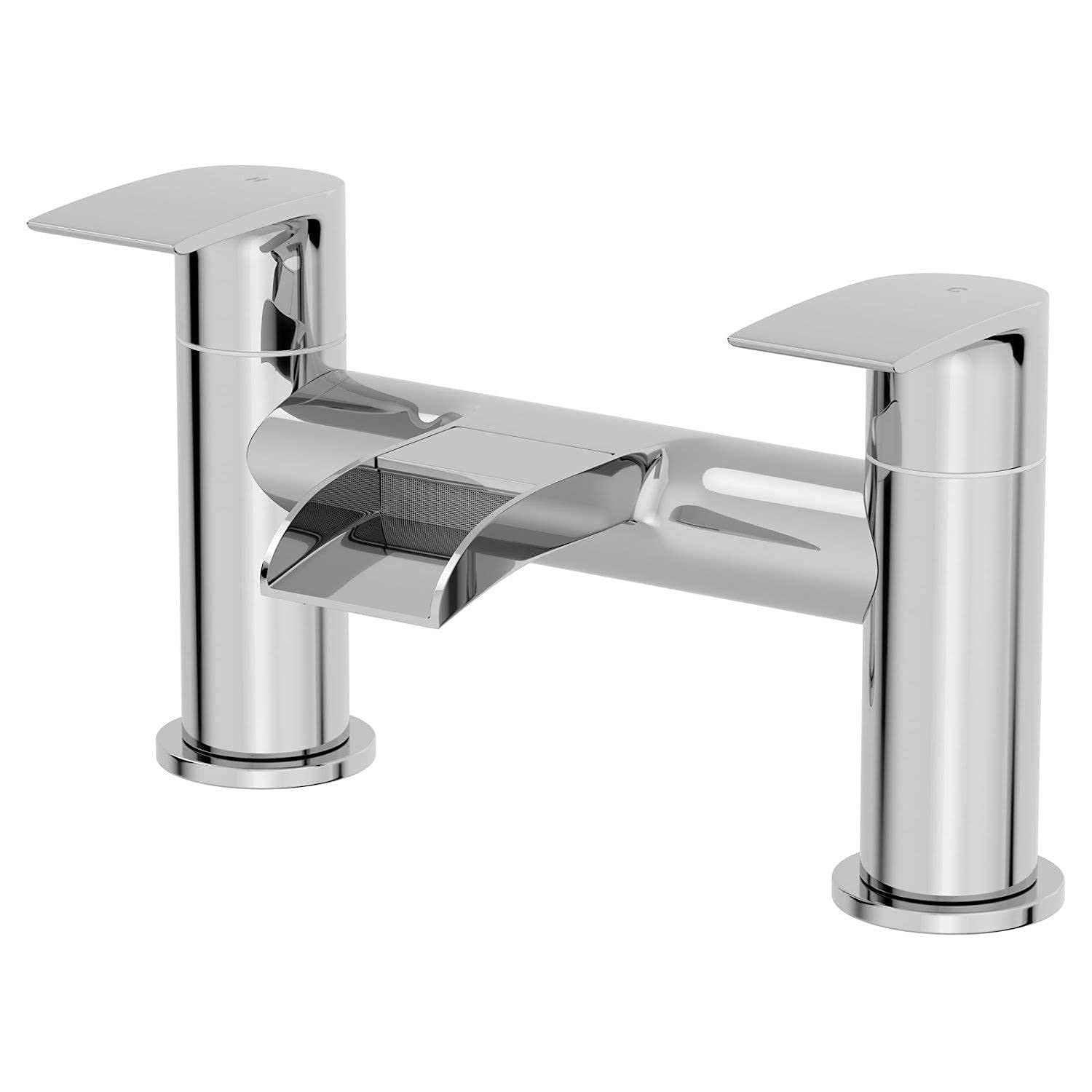 Architeckt® Motala Bathroom Bath Filler Mixer Tap Deck Mounted Round Twin Lever Handle for Bathtub Modern, Chrome